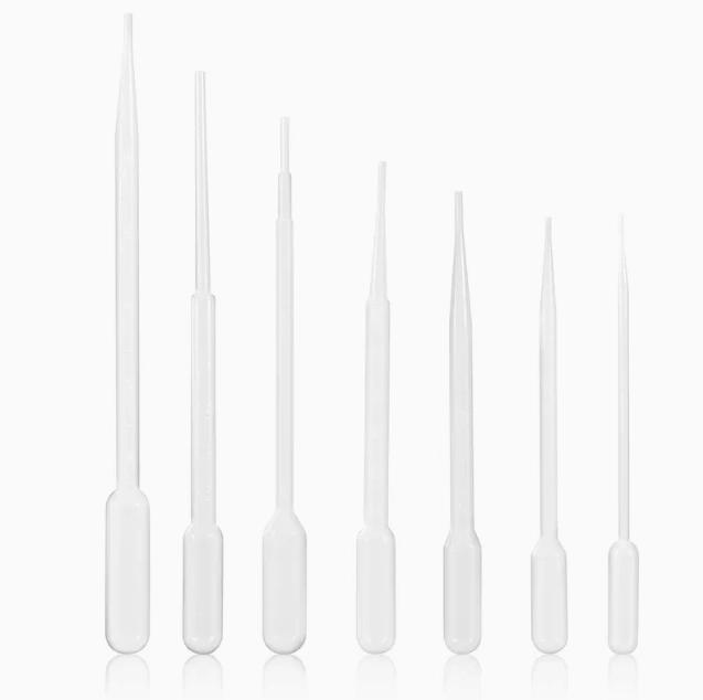 Micro-pipettes de transfert Pasteur en plastique compressibles avec bande de goutteurs 10µl 15µl 20µl