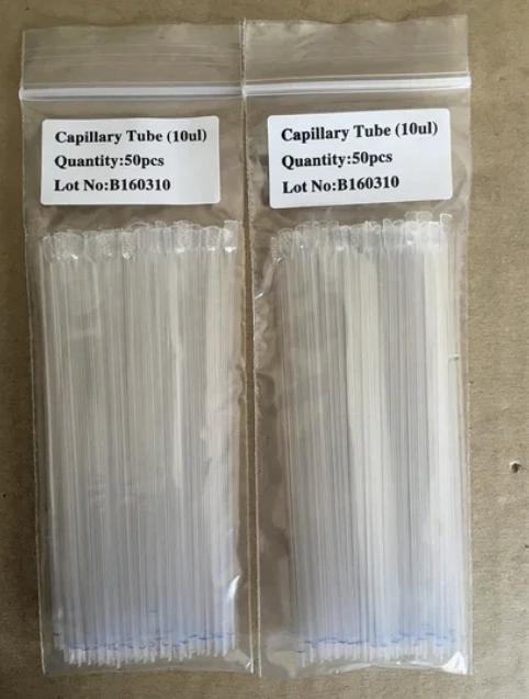 Tubes capillaires sanguins à micro-volume en plastique 5µl/10µl/20µl/50µl